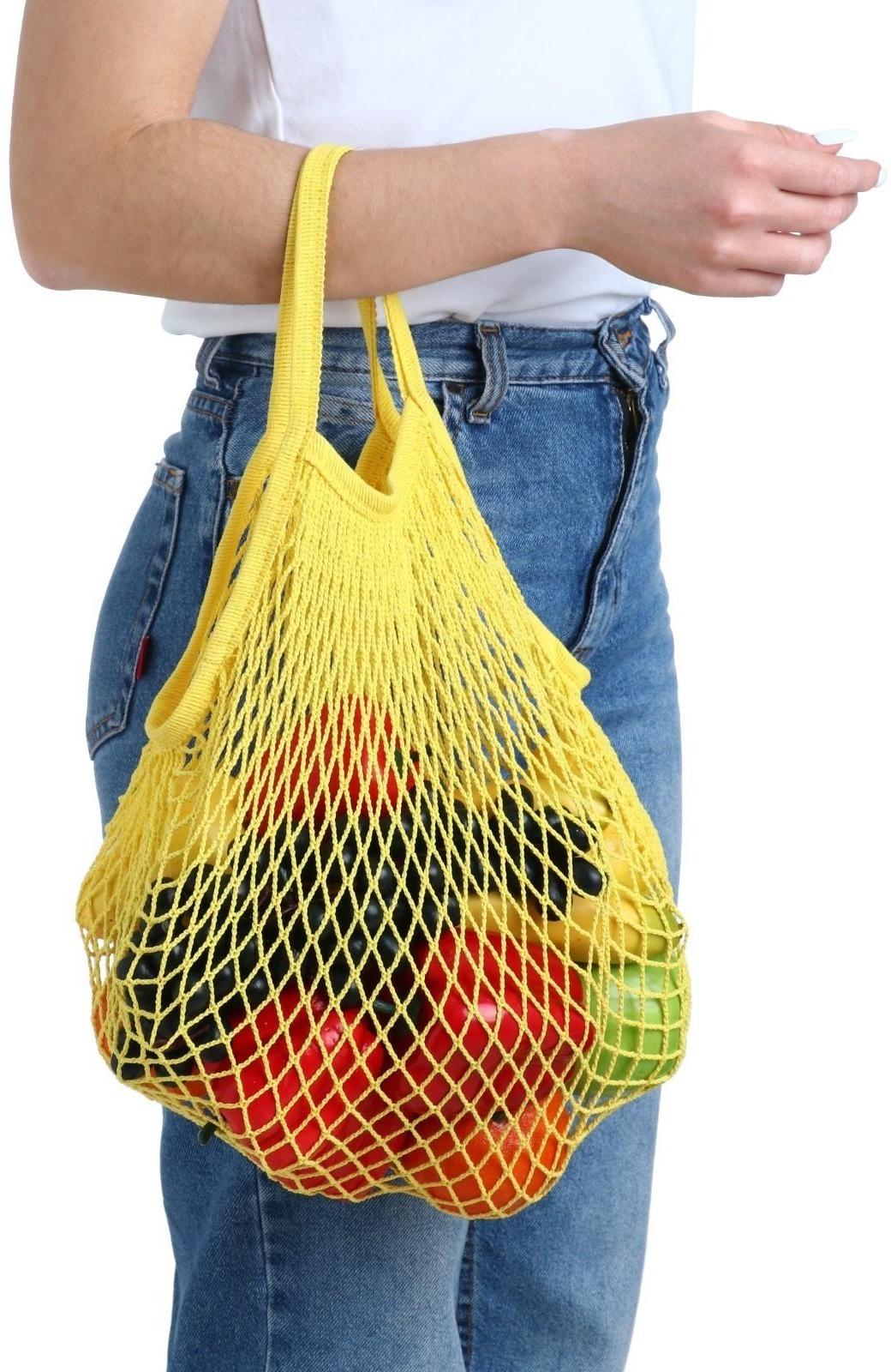 Авоська 34 х 34 см, ручка 12 см, клетка 1.5 см, жёлтая