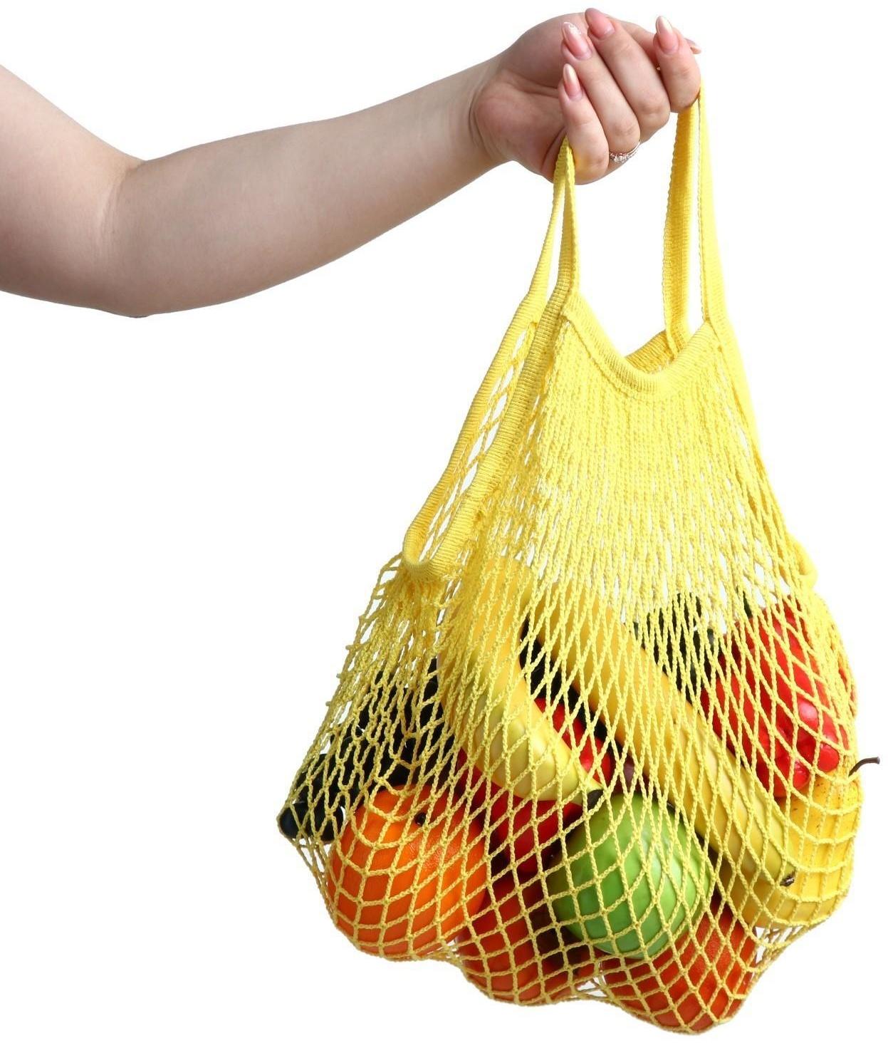 Авоська 34 х 34 см, ручка 12 см, клетка 1.5 см, жёлтая