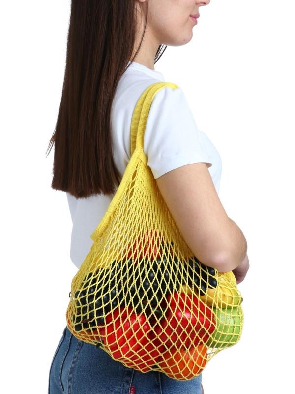 Авоська 34 х 34 см, ручка 12 см, клетка 1.5 см, жёлтая