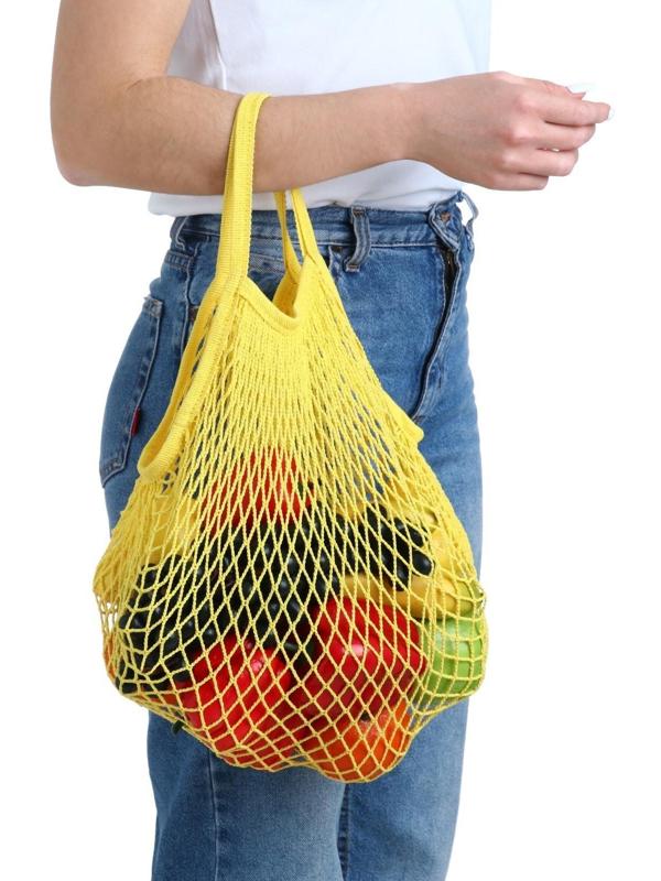 Авоська 34 х 34 см, ручка 12 см, клетка 1.5 см, жёлтая