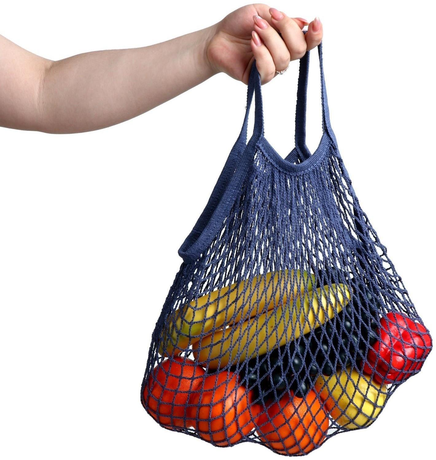 Авоська 34 х 34 см, ручка 12 см, клетка 1.5 см, синяя