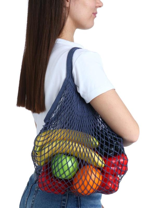 Авоська 34 х 34 см, ручка 12 см, клетка 1.5 см, синяя