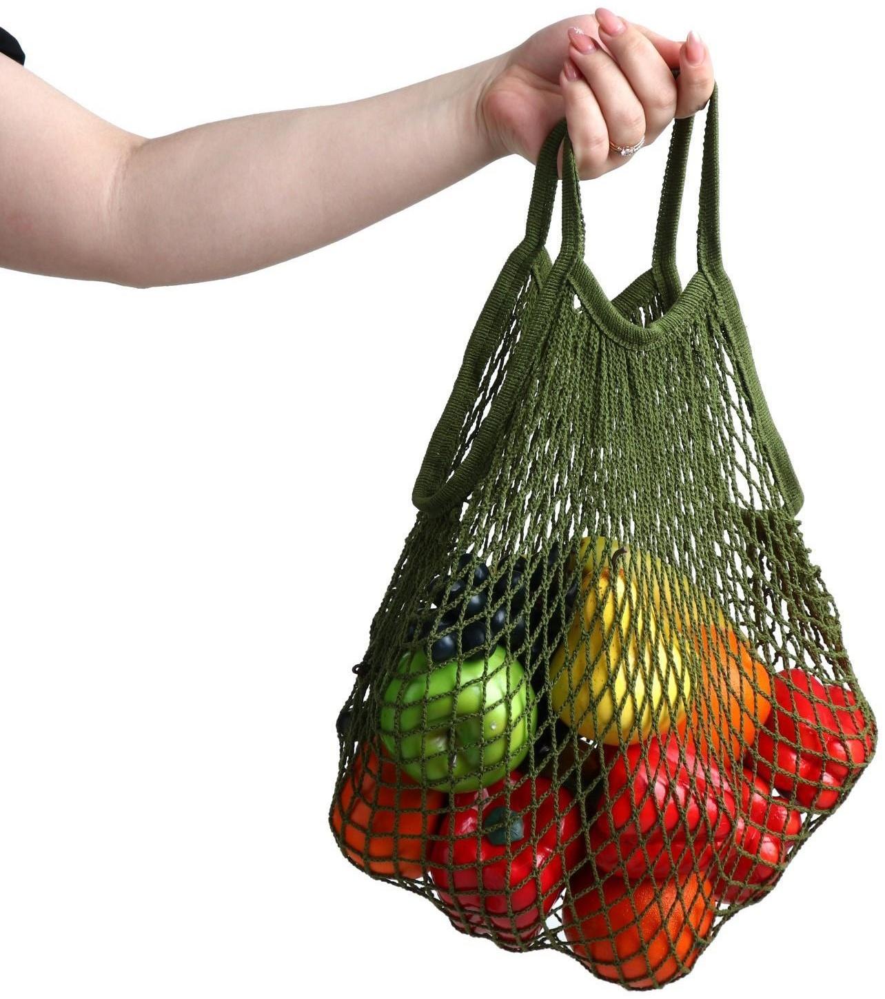 Авоська 34 х 34 см, ручка 12 см, клетка 1.5 см, зелёная