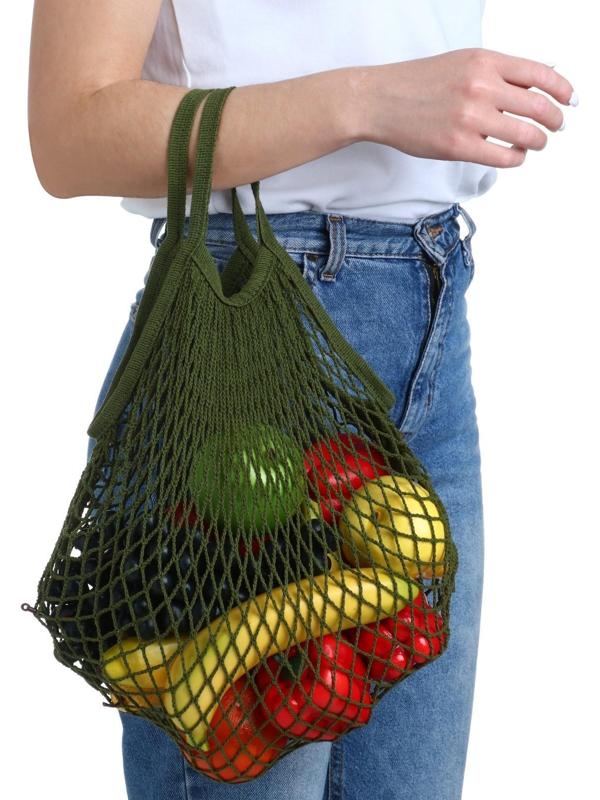 Авоська 34 х 34 см, ручка 12 см, клетка 1.5 см, зелёная