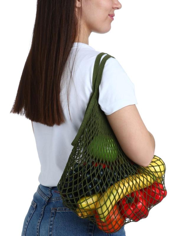 Авоська 34 х 34 см, ручка 12 см, клетка 1.5 см, зелёная