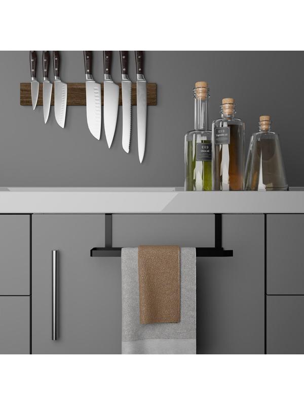 Держатель для полотенец Доляна, на дверцу, цвет чёрный