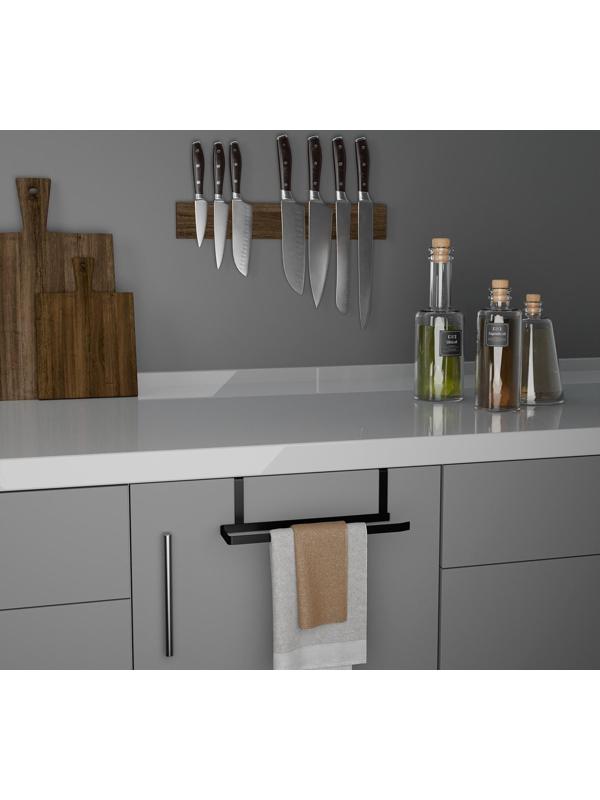 Держатель для полотенец Доляна, на дверцу, цвет чёрный