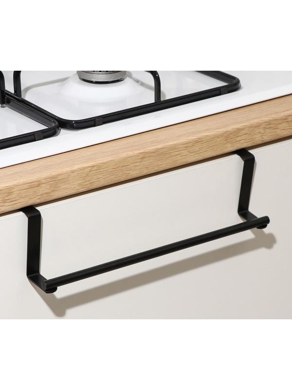 Держатель для полотенец Доляна, на дверцу, цвет чёрный