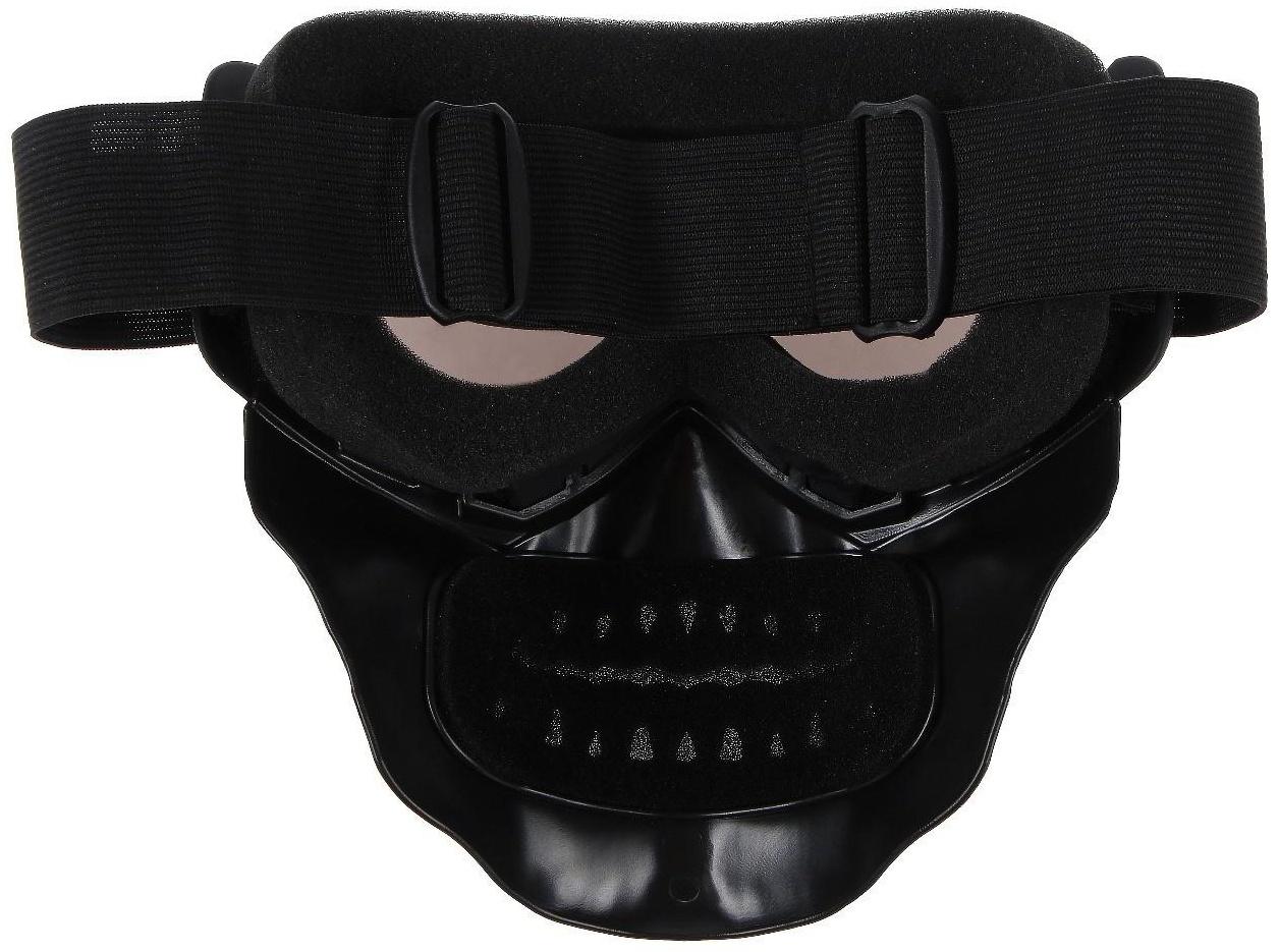 Очки-маска для езды на мототехнике, разборные, визор хром, цвет черный