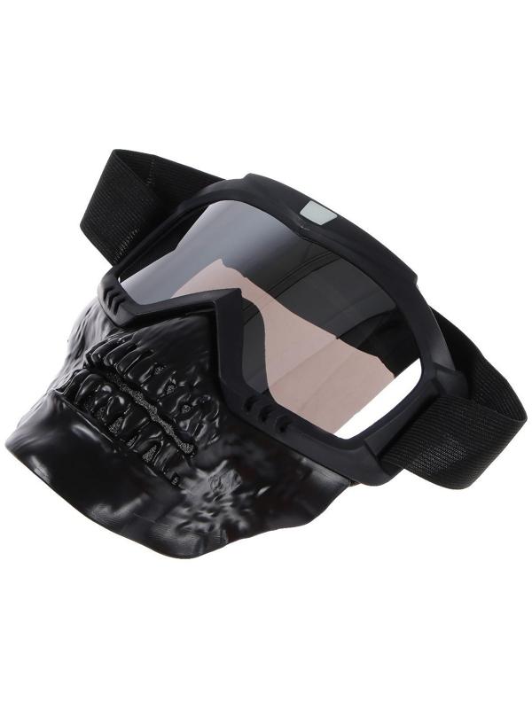 Очки-маска для езды на мототехнике, разборные, визор хром, цвет черный