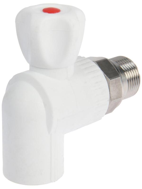 Кран шаровой для радиатора ZEIN, полипропиленовый, угловой, d=25 мм х 3/4