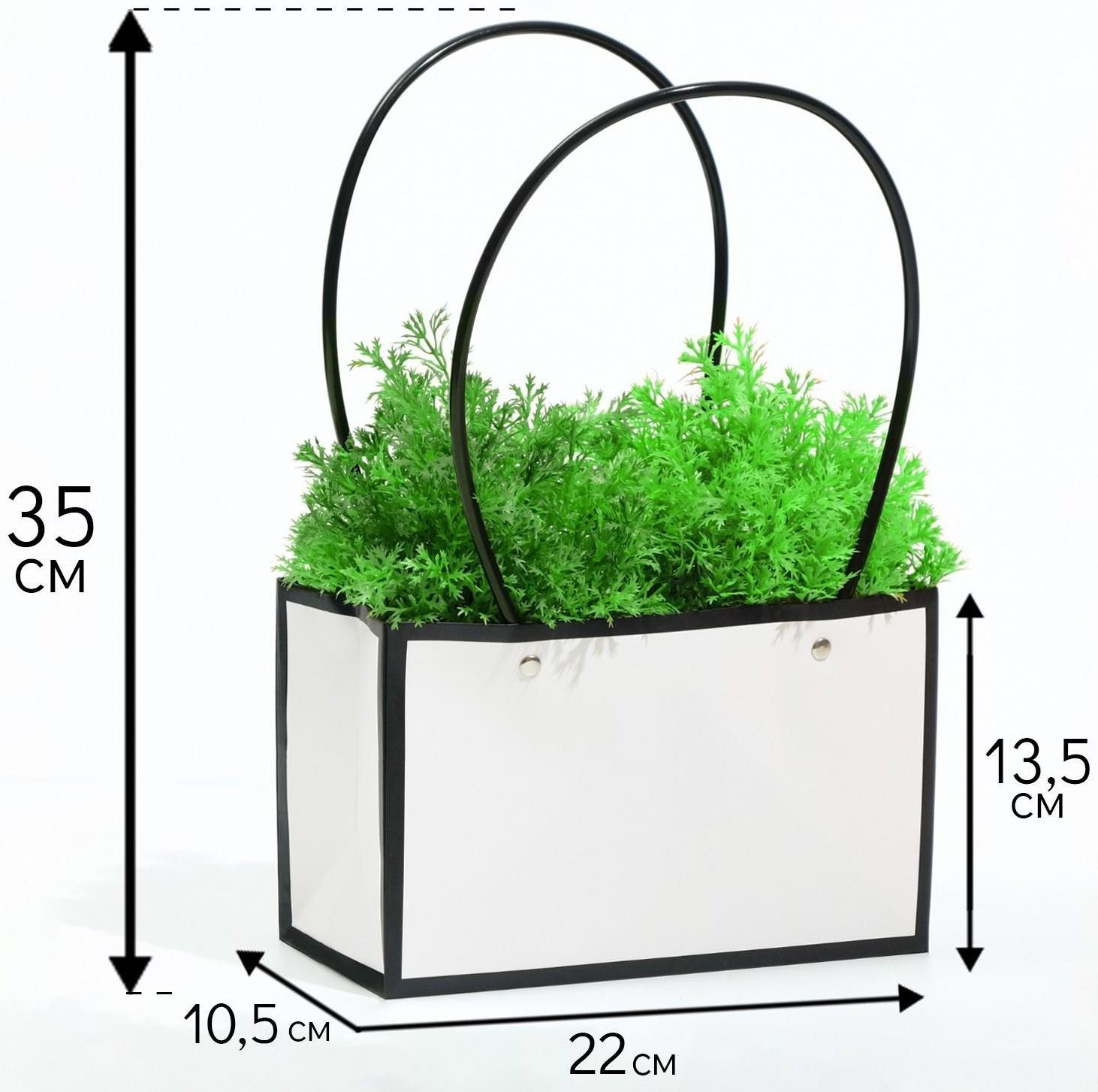Сумка для цветов Белая влагостойкая, 22x10.5x13.5 см