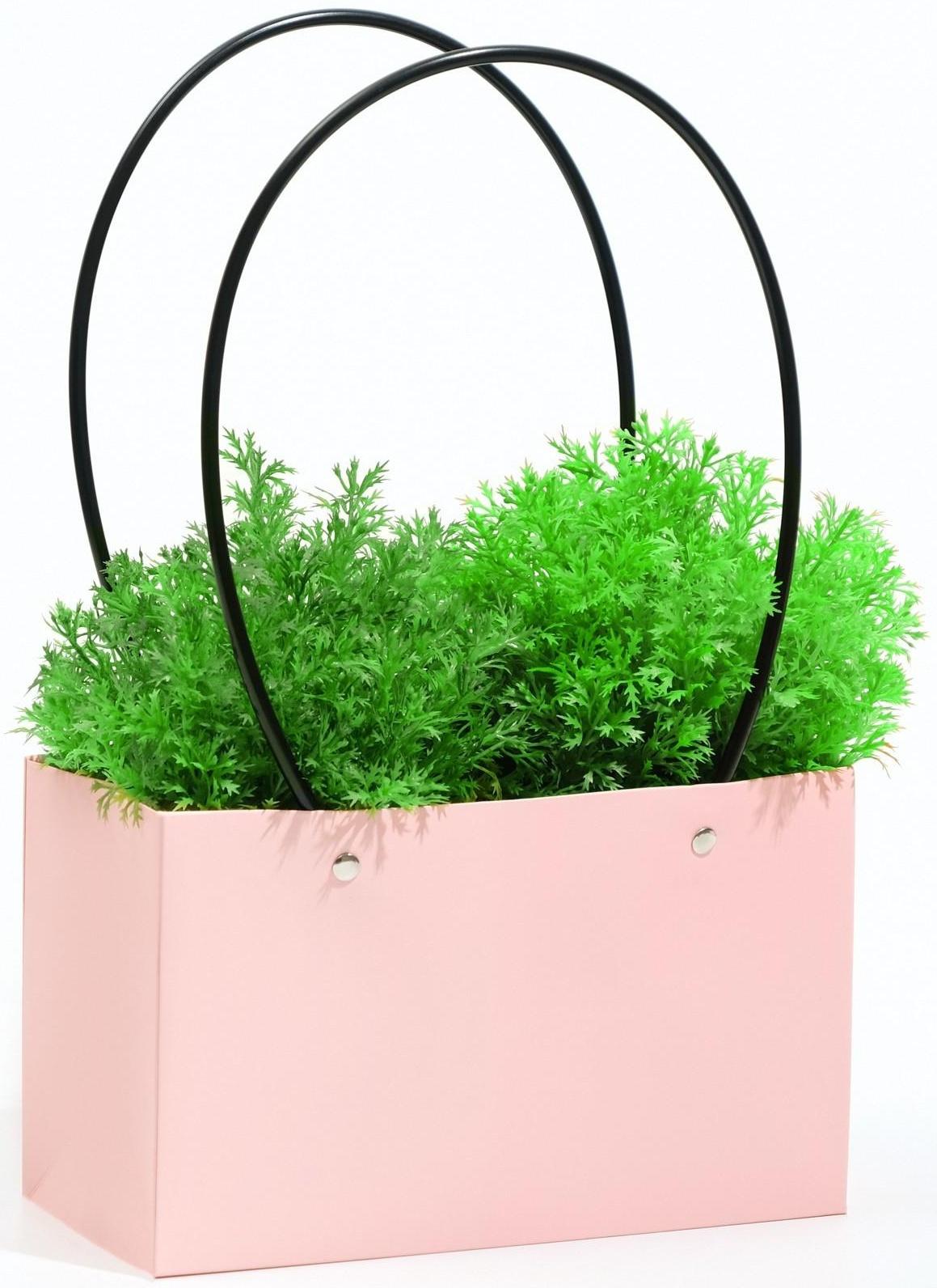 Сумка для цветов розовая влагостойкая, 22 x 10.5 x 13.5 см