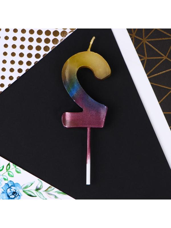 Свеча в торт «2», радужная