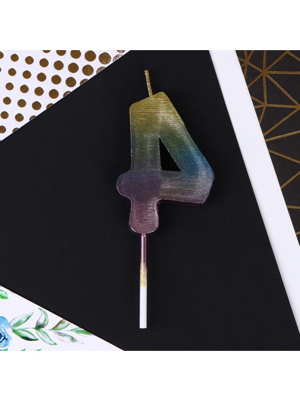 Свеча в торт «4», радужная