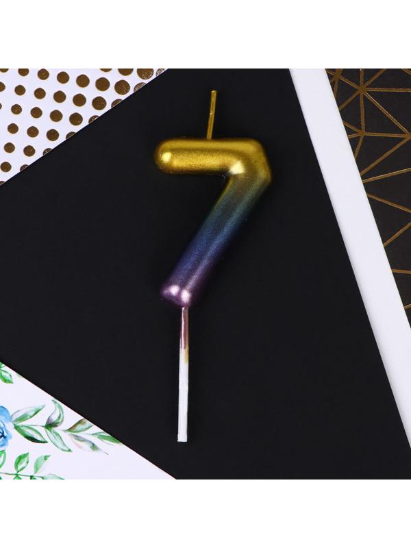 Свеча в торт «7», радужная