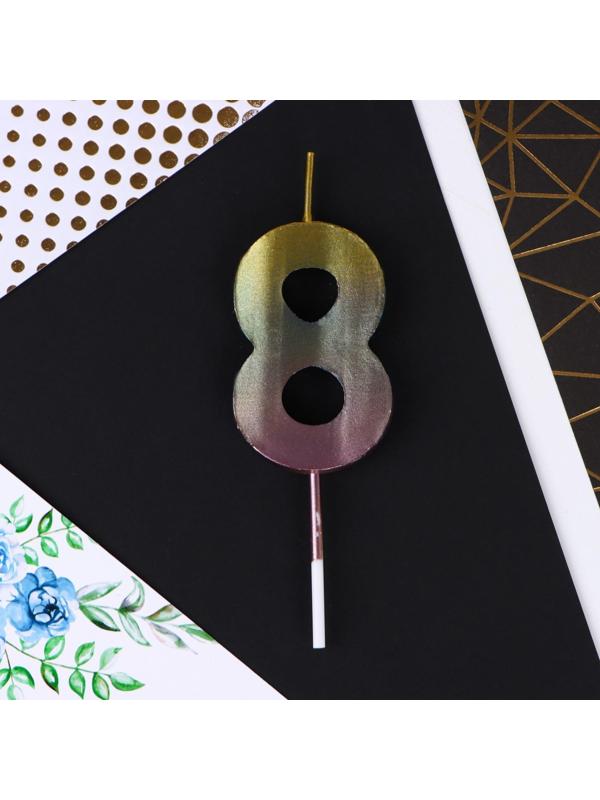 Свеча в торт «8», радужная