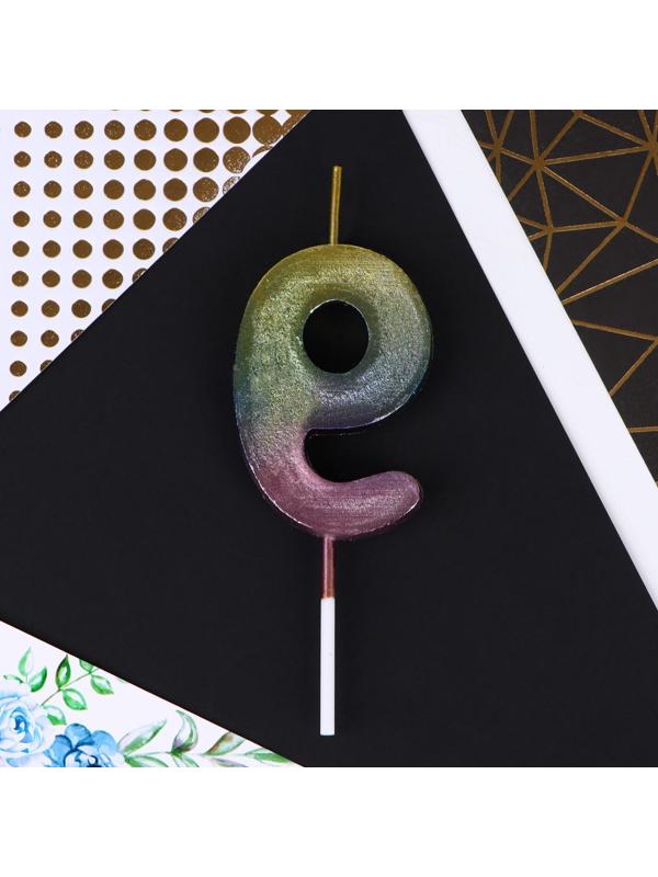 Свеча в торт «9», радужная