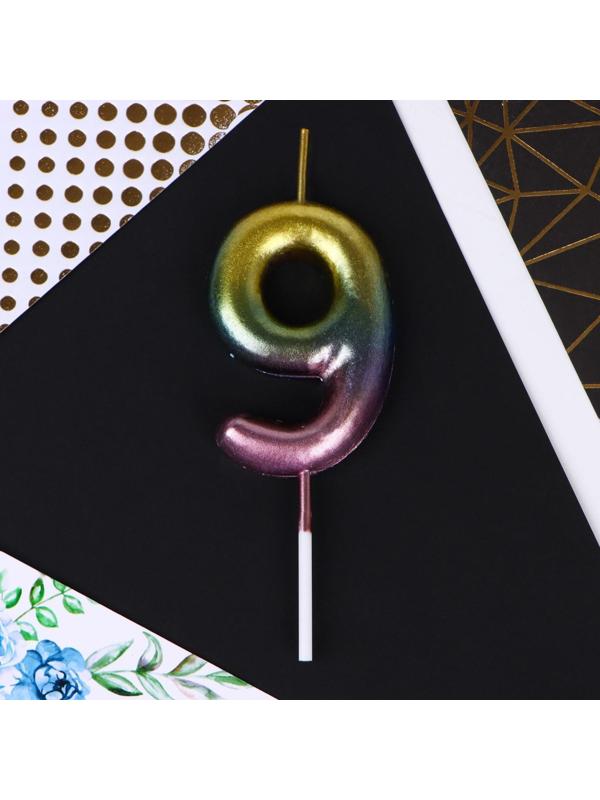 Свеча в торт «9», радужная