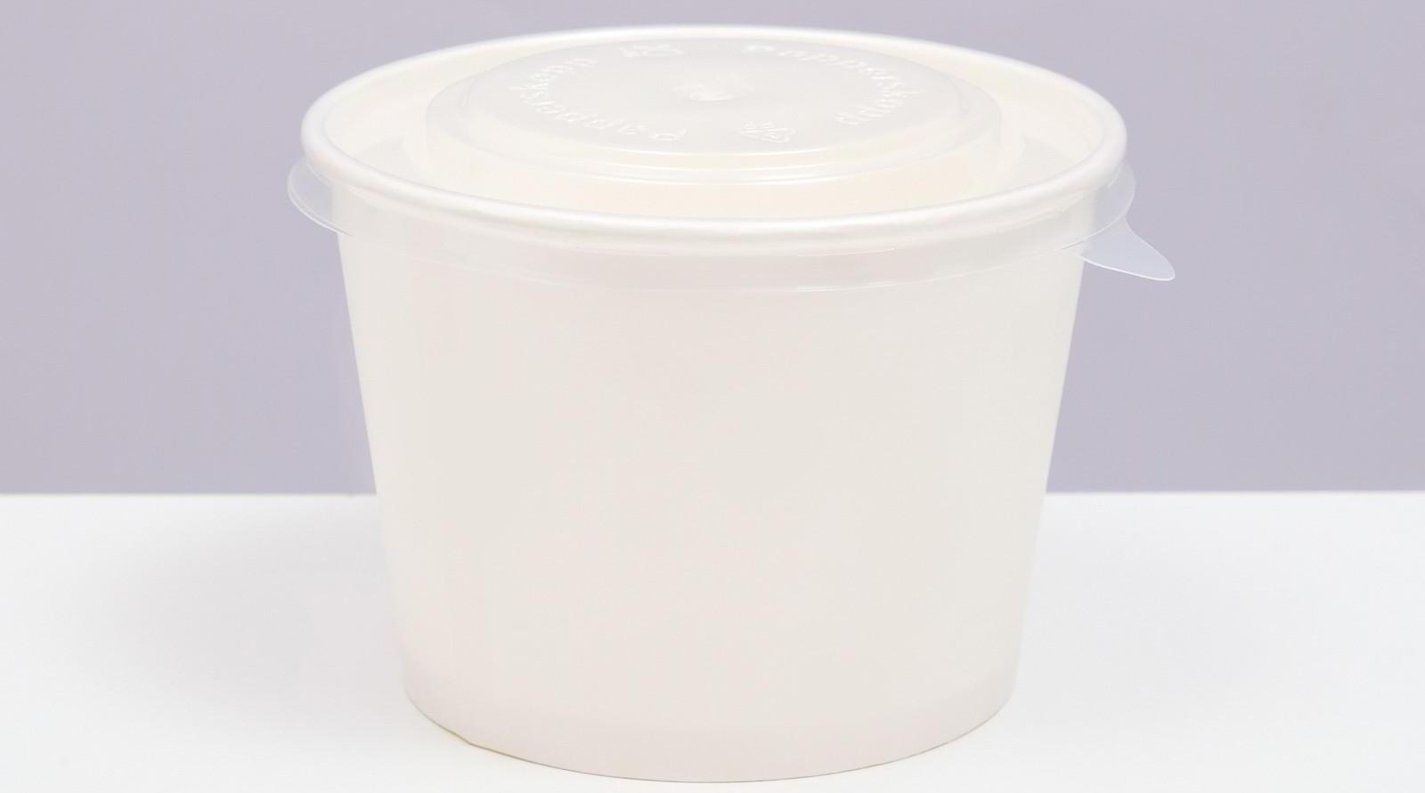 Контейнер круглый, с пластиковой крышкой, белый, 900 мл