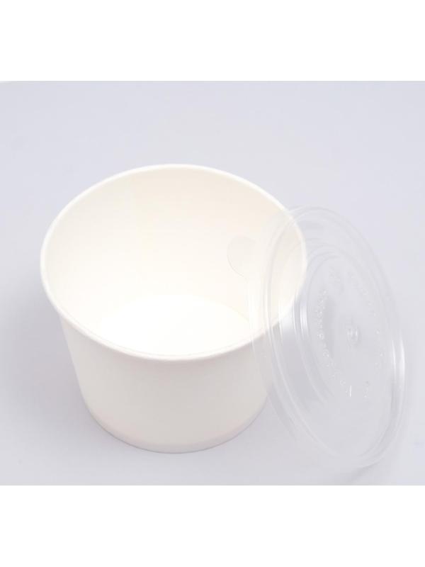 Контейнер круглый, с пластиковой крышкой, белый, 900 мл