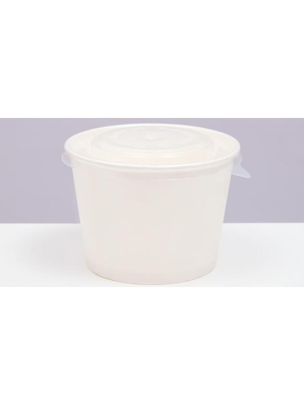 Контейнер круглый, с пластиковой крышкой, белый, 900 мл