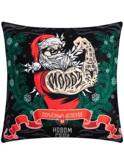 Подушка декоративная новогодняя Этель «Сильный санта», 40х40 см, 100% п/э, велюр