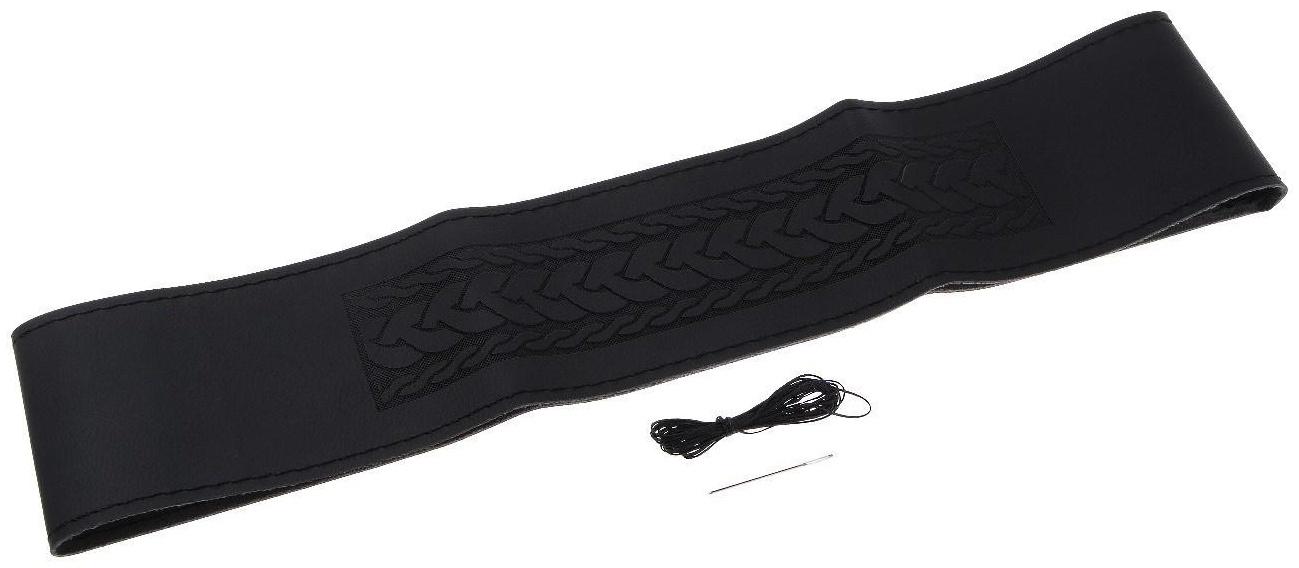 Сшивной чехол TORSO на руль 38 см, искусственная кожа, узор, черная нить