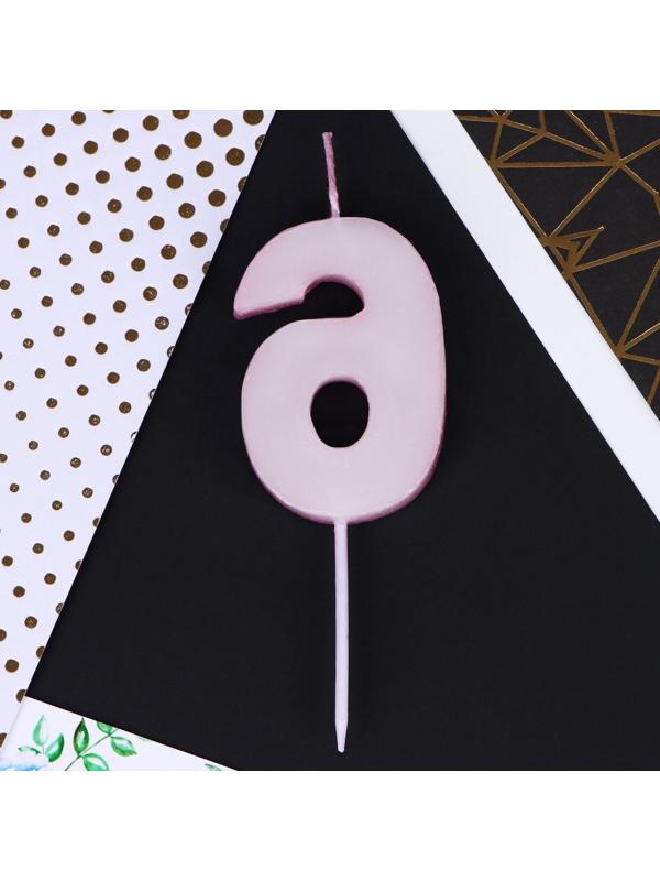 Свеча в торт «6», розовая