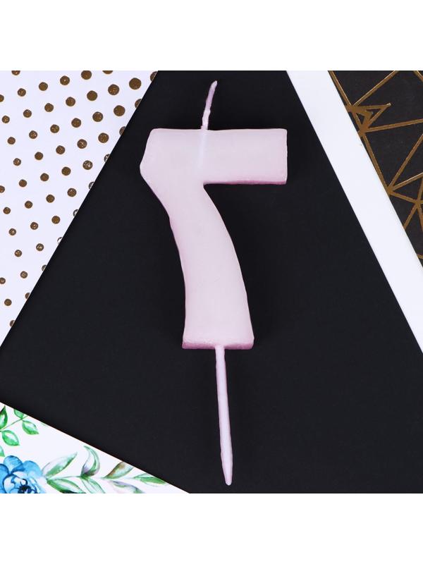 Свеча в торт «7», розовая