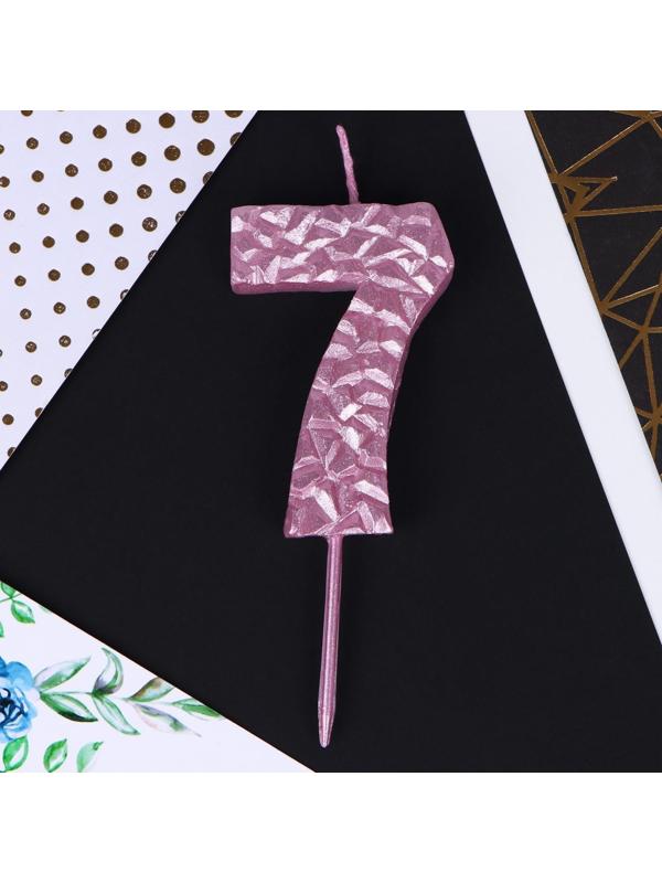 Свеча в торт «7», розовая