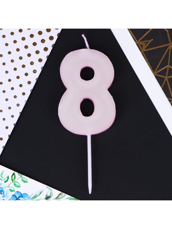 Свеча в торт «8», розовая