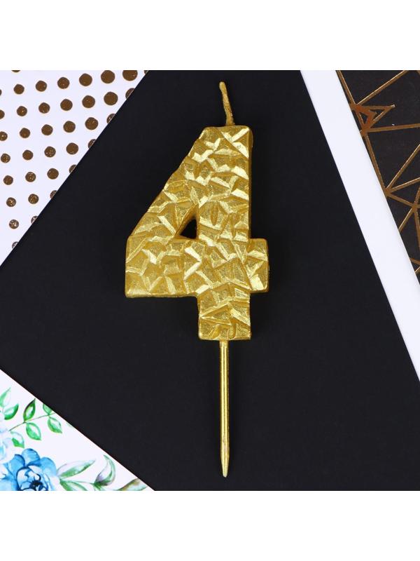 Свеча в торт «4», золотая