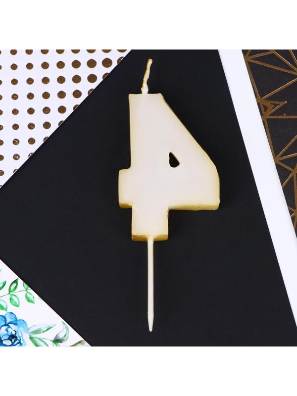 Свеча в торт «4», золотая