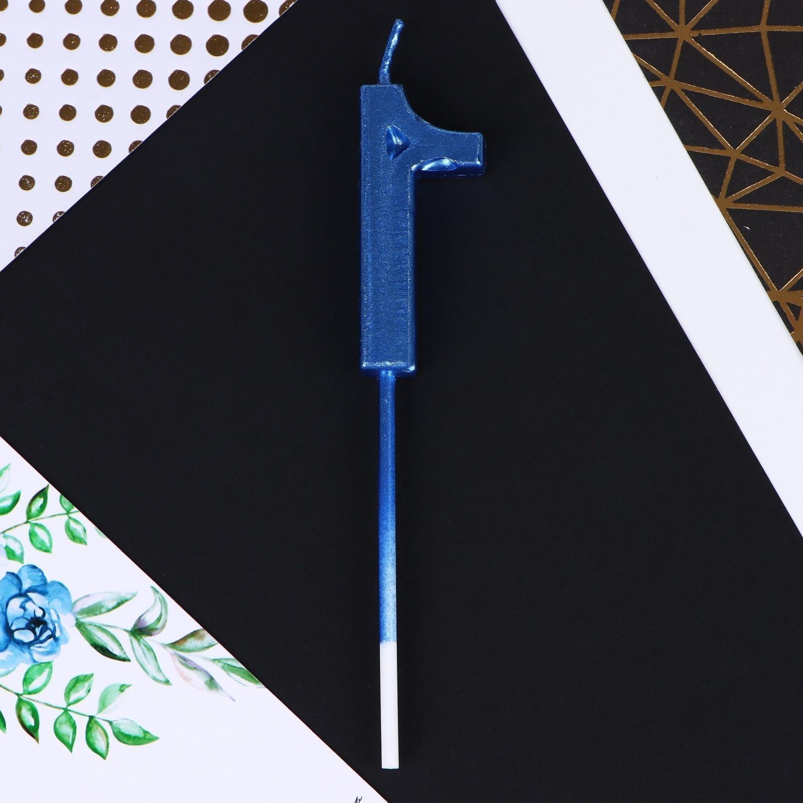 Свеча в торт «1», синяя