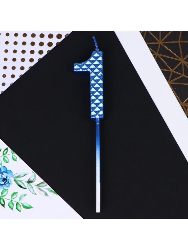 Свеча в торт «1», синяя