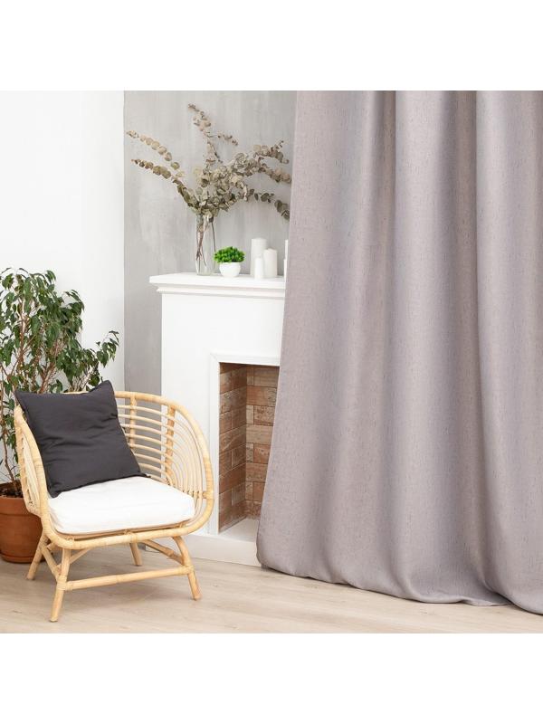 Штора портьерная Этель «Классика» цвет серый, на шторн.ленте 130х300 см,100% п/э