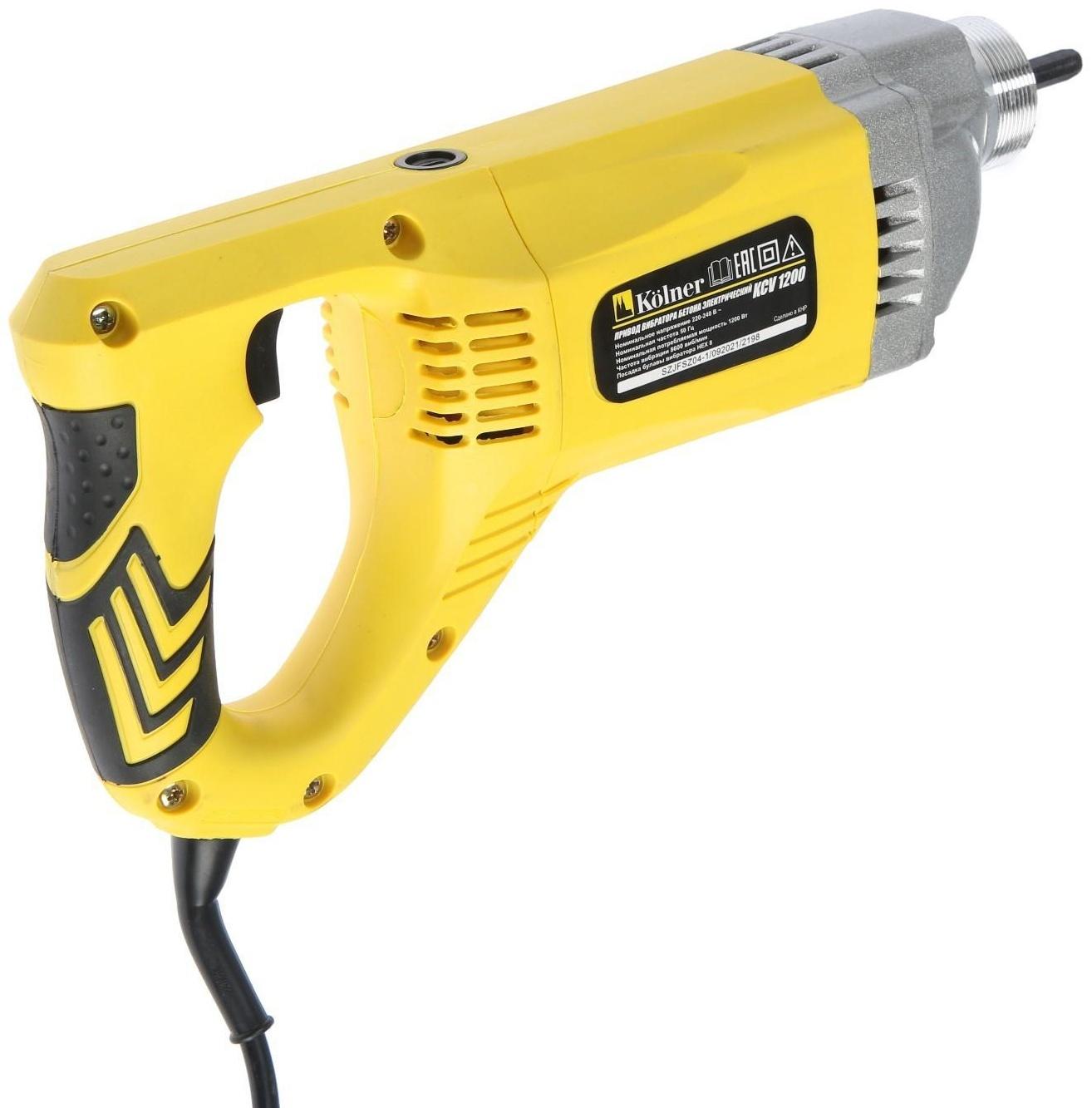 Вибратор глубинный для бетона Kolner KCV 1200, 1200 Вт, 4300 об/мин, 8600 виб/мин, HEX 8