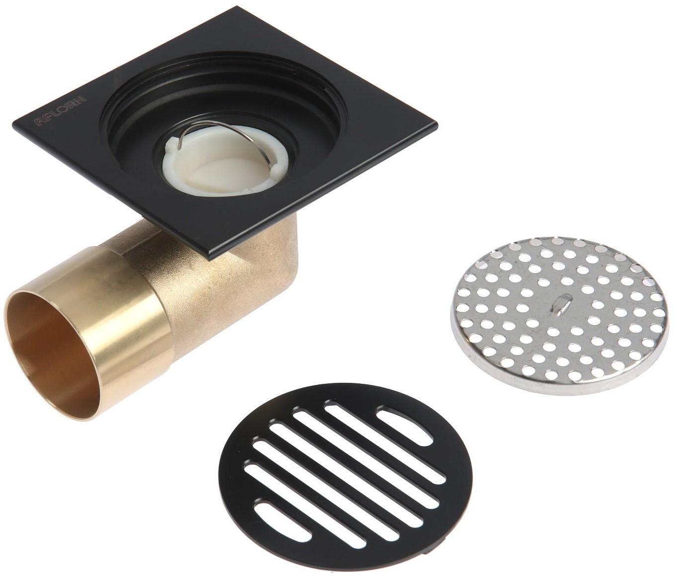 Трап AFLORN AF20510F-10, 100х100 мм, горизонтальный, латунь, черный