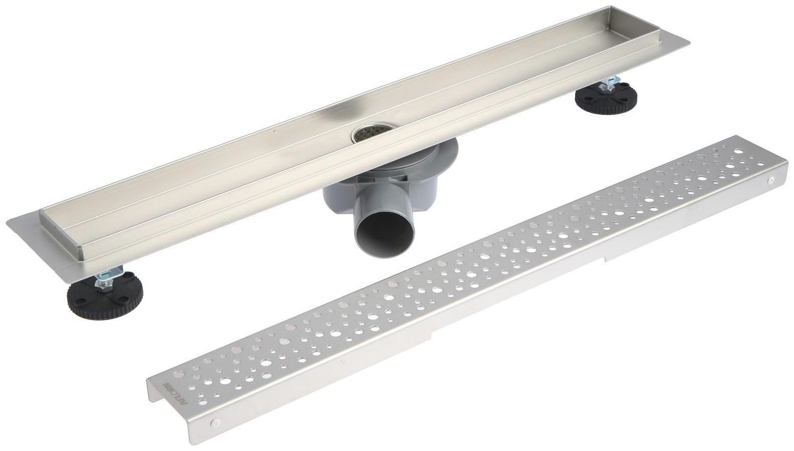 Трап линейный AFLORN AF20307-60, 600х70 мм, c флaнцeм своб. вращения 360°, нерж. сталь