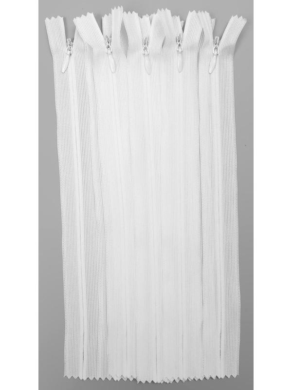 Молния потайная, №3, неразъёмная, замок автомат, 20 см, цвет белый