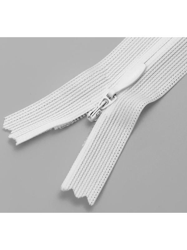 Молния потайная, №3, неразъёмная, замок автомат, 20 см, цвет белый