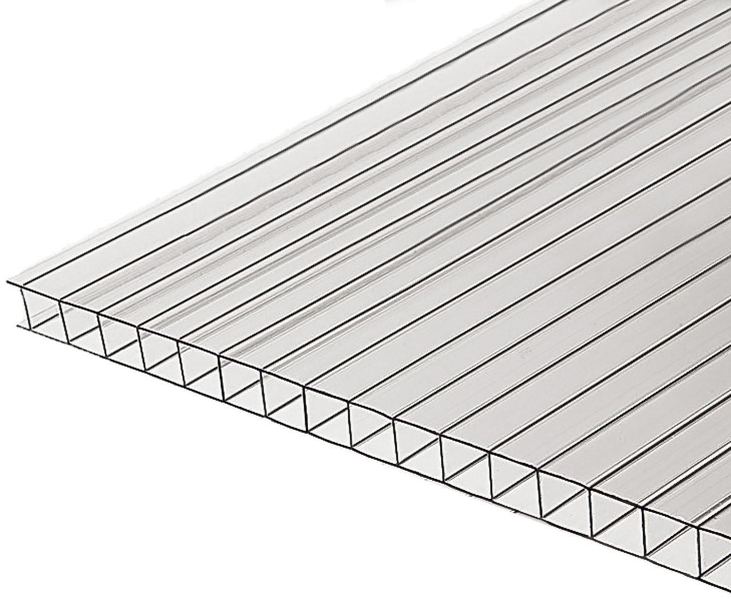 Сотовый поликарбонат 6 мм, 2.1 × 6 м, УФ, прозрачный