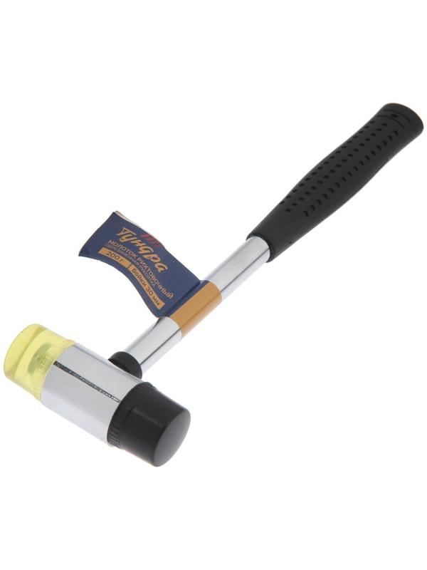 Молоток рихтовочный ТУНДРА, металлическая обрезиненная рукоятка, бойки 30 мм, 200 г