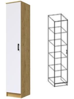 Шкаф Соло 400х490х2200дуб вотан/белый гладкий