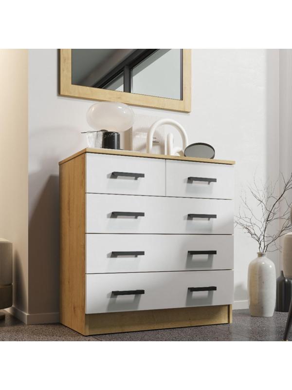 Комод К800-3/2  800х830х440дуб вотан/белый