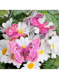 Бабочки для декора и флористики, на прищепке, пластиковые, микс, 5 см и 8 см