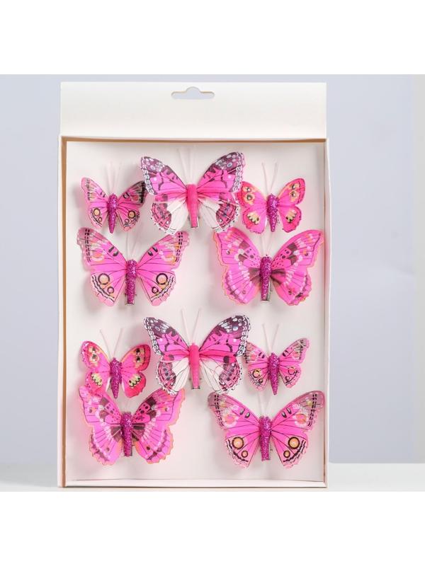 Бабочки для декора и флористики, на прищепке, пластиковые, микс, 5 см и 8 см