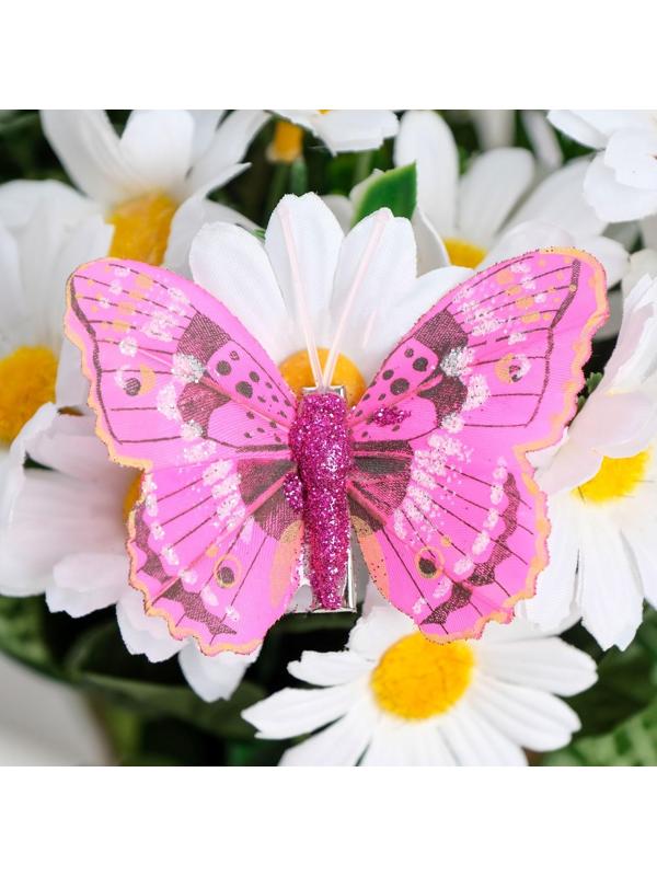 Бабочки для декора и флористики, на прищепке, пластиковые, микс, 5 см и 8 см