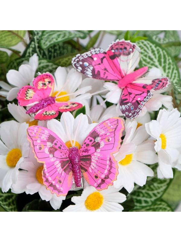 Бабочки для декора и флористики, на прищепке, пластиковые, микс, 5 см и 8 см
